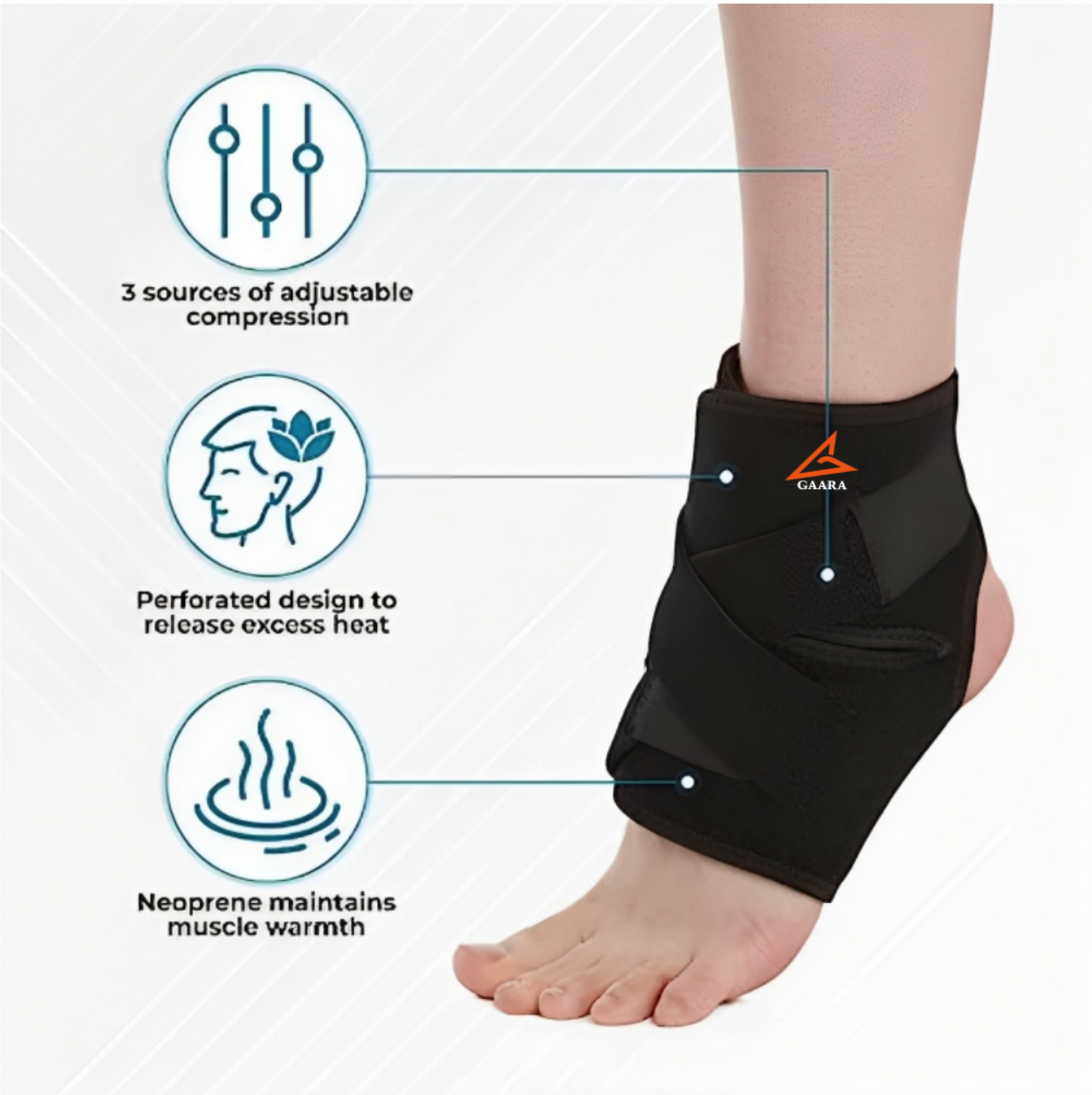 GAARA Indian Premium Ankle Support Compression Brace For Ankle